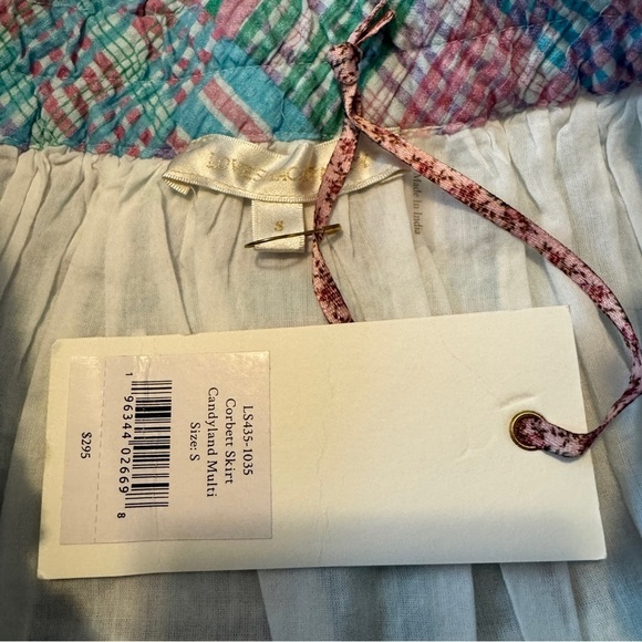 NEW Love Shack Fancy Small Corbett Mini Skirt in Candyland Print ~ Plaid Crochet - Picture 7 of 8